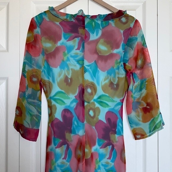 My Michelle Y2K Pastel Floral Ruffle Maxi Dress Sz 9/10 - Picture 7 of 9